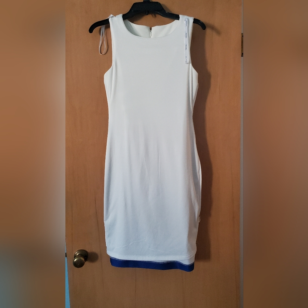Calvin Klein Ombre Blue and White Sheath Midi Dress Size 4 - Picture 5 of 6